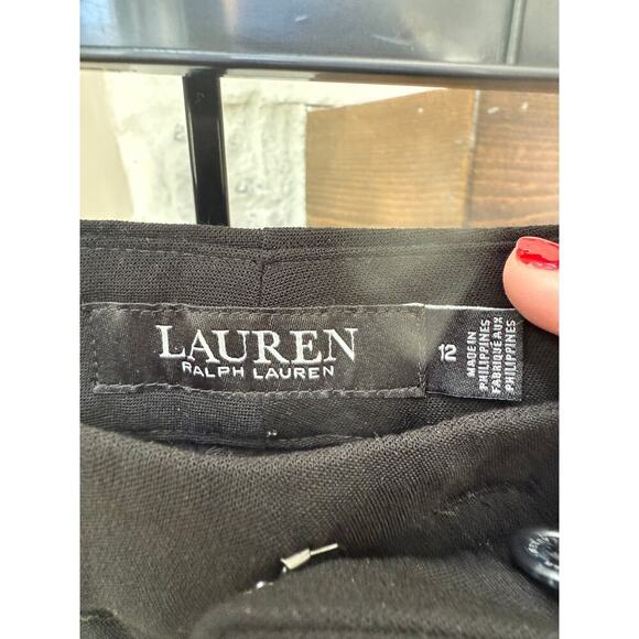 Lauren Ralph Lauren Women's Black Side-Stripe Wool Crepe Pants Size 12 - Picture 6 of 8